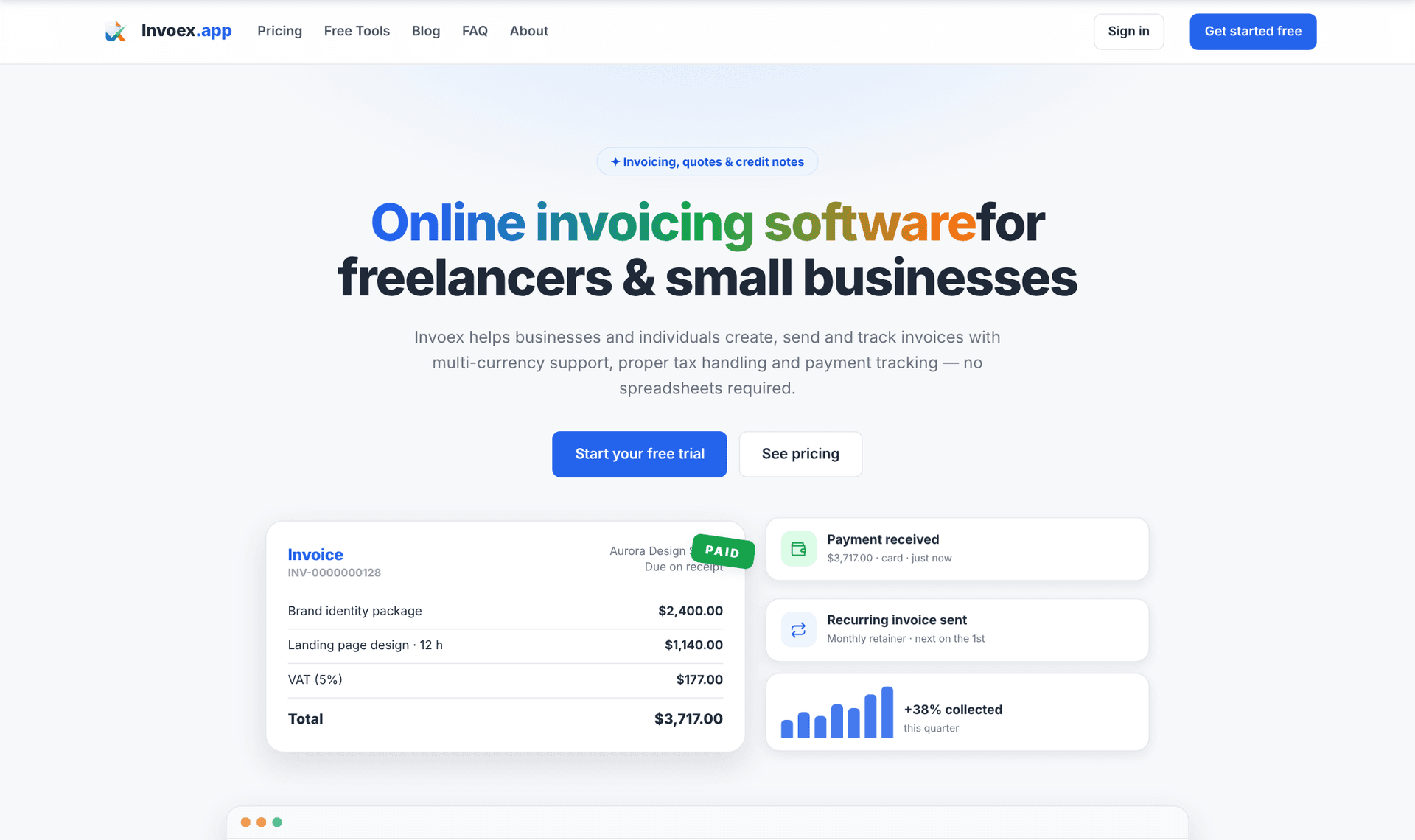 لقطة شاشة لموقع Invoex