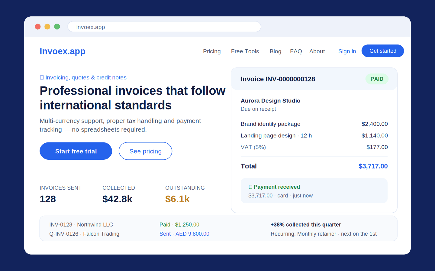 Invoex application screenshot
