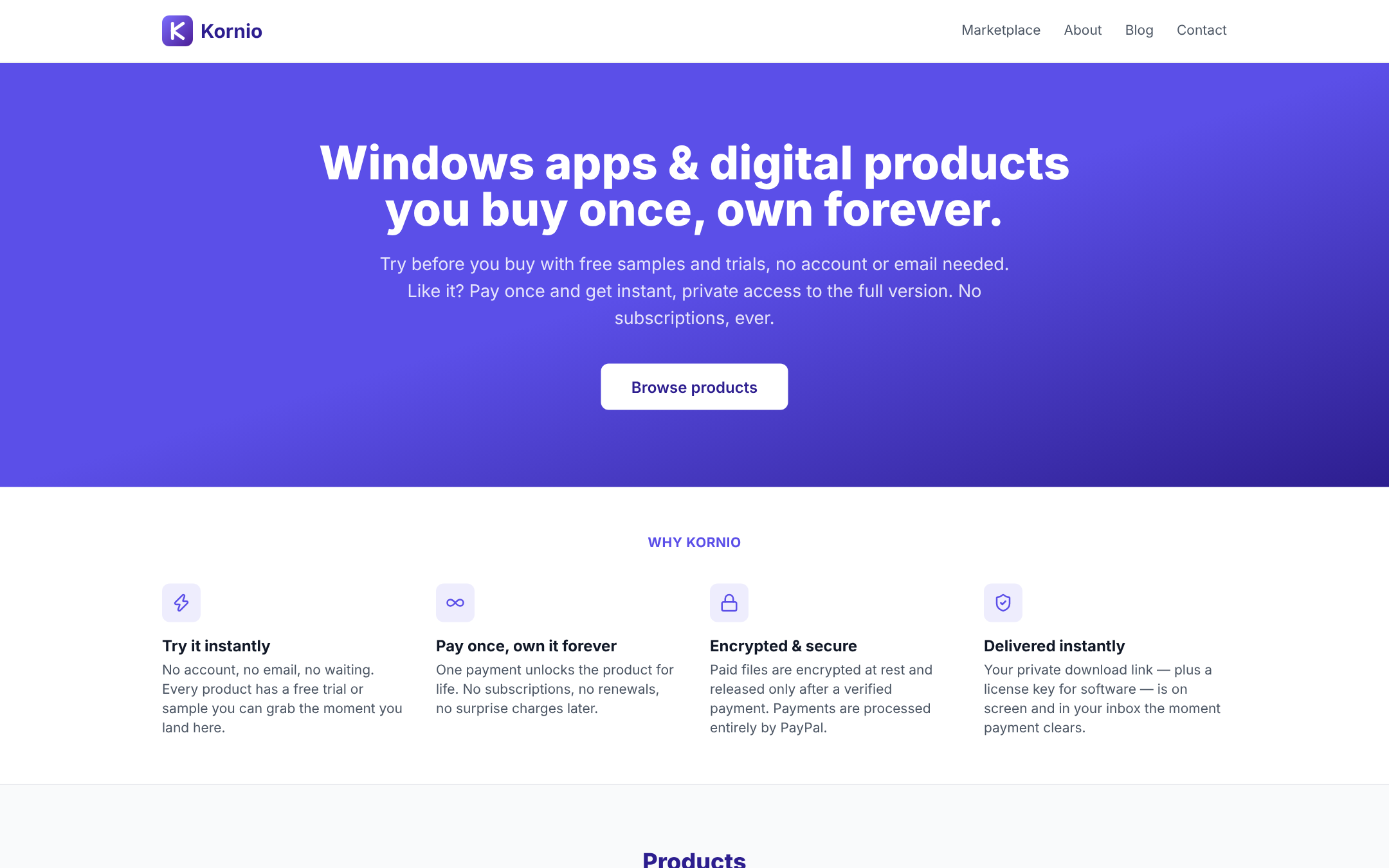 Kornio application screenshot